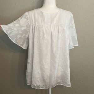 White Flowy Lace Blouse